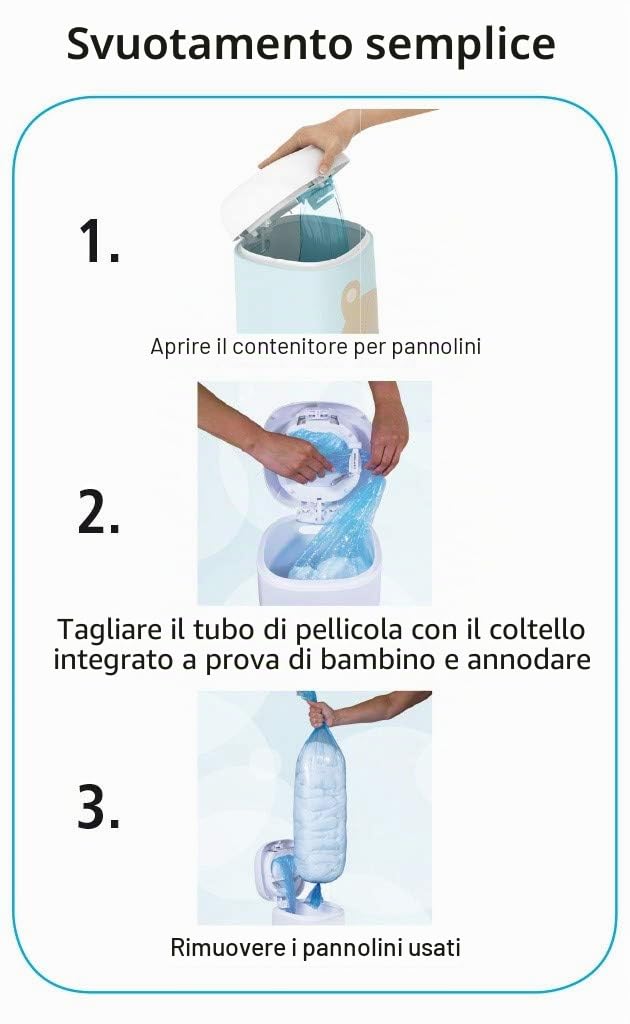Angelcare - Ricarica mangiapannolini ottagonale, quantità a scelta, pacchetto di 3