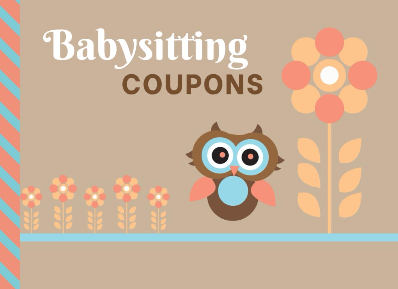 Babysitting Coupons: Owl Bird and Flowers on Neutral Beige Theme / 50 Vouchers / Gift Book for Grandparents - Grandma - Grandpa - New Mom Baby Shower / Cute Card Alternative