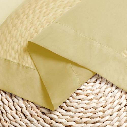 Image of Chyhomenyc Mustard Yellow Short Sheer Curtains 24 inch Length, Light Filtering Half Window Curtians for Kitchen, Elegant Small Curtain for Basement Bathroom Cabinet, 42Wx24L inches, 2 Panels