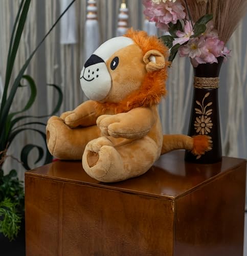 Image of Babique Lion Plush Soft Toy Cute Kids Animal Home Car Decor Kids Birthday Boys /Girls /Baby (Brown) 27cm
