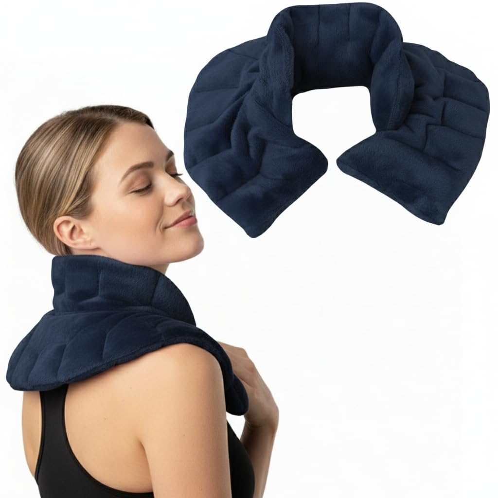 Herbal Concepts Neck and Shoulder wrap, Microwavable Neck wrap for Pain Relief with 12 Herbs, Weighted Hot or Cold Therapy I Heated Neck Wrap, Slate Blue