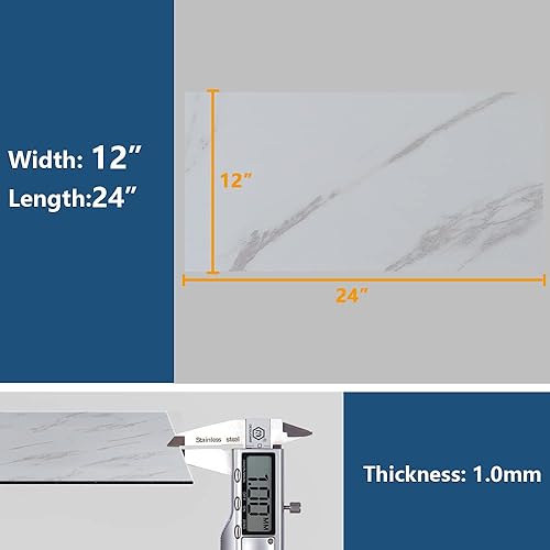 Miniatura 2 de VEELIKE Azulejos de vinilo impermeables para baño, de 12 x 24 pulgadas, para despegar y pegar, azulejos autoadhesivos, duraderos, extraíbles,