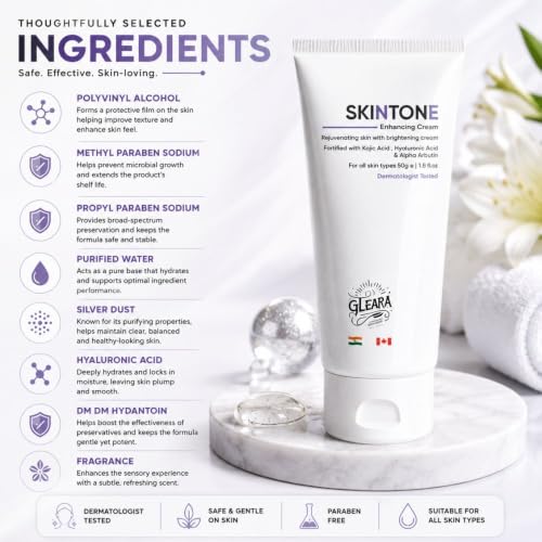 Image of SkinTone Enhancing Cream with Kojic Acid, Hyaluronic Acid & Alpha Arbutin | Daily Face & Body Moisturizing Cream | Lightweight Formula | Dermatologist Tested | For All Skin Types | 50g