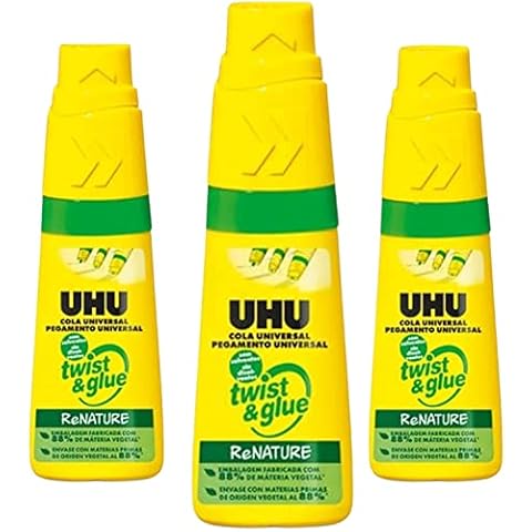 UHU Twist & Glue RENATURE - Solvent Free, Multi Purpose Adhesive in a Plant Based, Bottle 35ML, Pack of 3 Cover