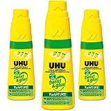 UHU Twist & Glue Renature - Adesivo Multiuso Sem Solventes, À Base de Plantas, Frasco de 35Ml, Pacote com 3 Unidades.
