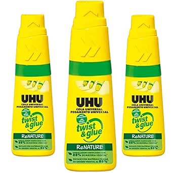 UHU Twist & Glue RENATURE - Solvent-Free, Multi-Purpose Adhesive, 35ML, Pack of 3