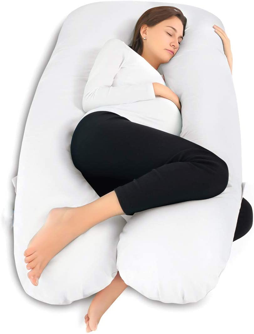 Agility Pregnancy Pillows, U Shaped Full Body Maternity Pillow with Removable Cover,Pregnancy Pillows for Sleeping (white-cotton)