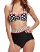 Women's Retro Polka Dot High Waist Bikini Set Swimsuit Push Up Swimwear Black XL