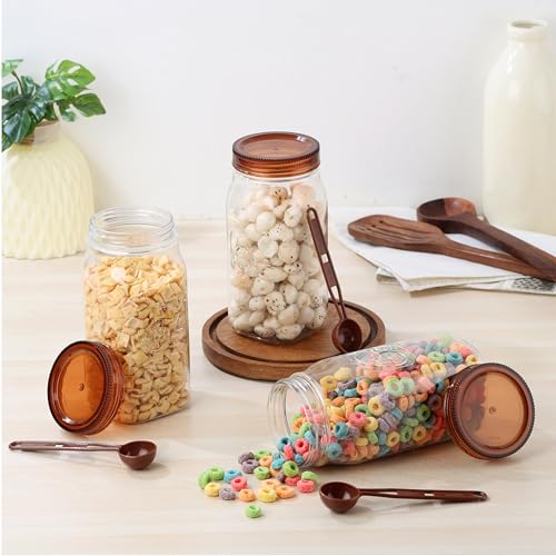 Image of CELLO Retro Kitchen Storage Jars Set of 3, (3 x 1000 ml) | Premium Food Grade Quality, BPA Free, Air Tight See-Through Container | Multipurpose Plastic Storage Container For Home Kitchen Gift
