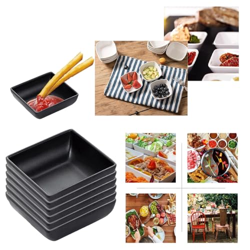 Miniatura 5 de Stoucla 12 Cuencos Cuadrados Para Salsas, Cuencos Para Salsas, Cuencos De Postre Para Aperitivos, Sushi, Salsas De Soja, Especias, Guarniciones, Frutas Y Aperitivos Negro