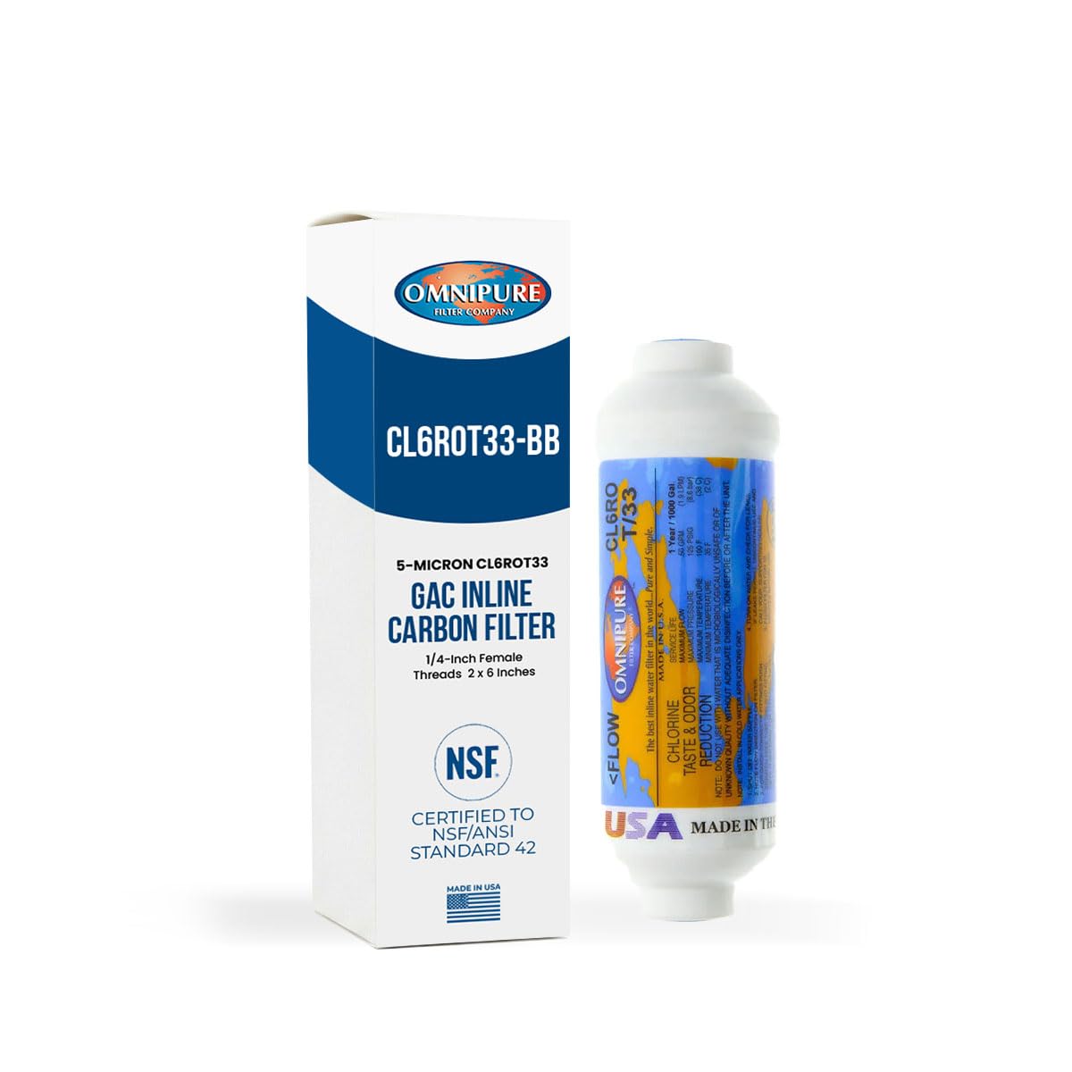 Amazon.com: Omnipure CL10ROT33-BB Inline Water Filter, 1/4