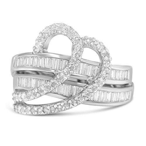 Original Classics 14K White Gold Baguette Cut Diamond Weave Ring Band (1 Cttw, H-I Color, SI2-I1 Clarity) - Size 6-3/4