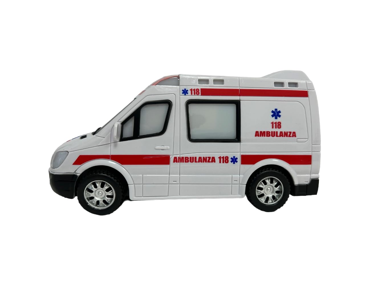 Ambulancia Juguete con Luces y Sonidos y Movimiento Misterio Bump & Go Ambulancia de Primeros Auxilios con Luces Sonidos, Ambulancia para niños, con Movimiento de Sirenas