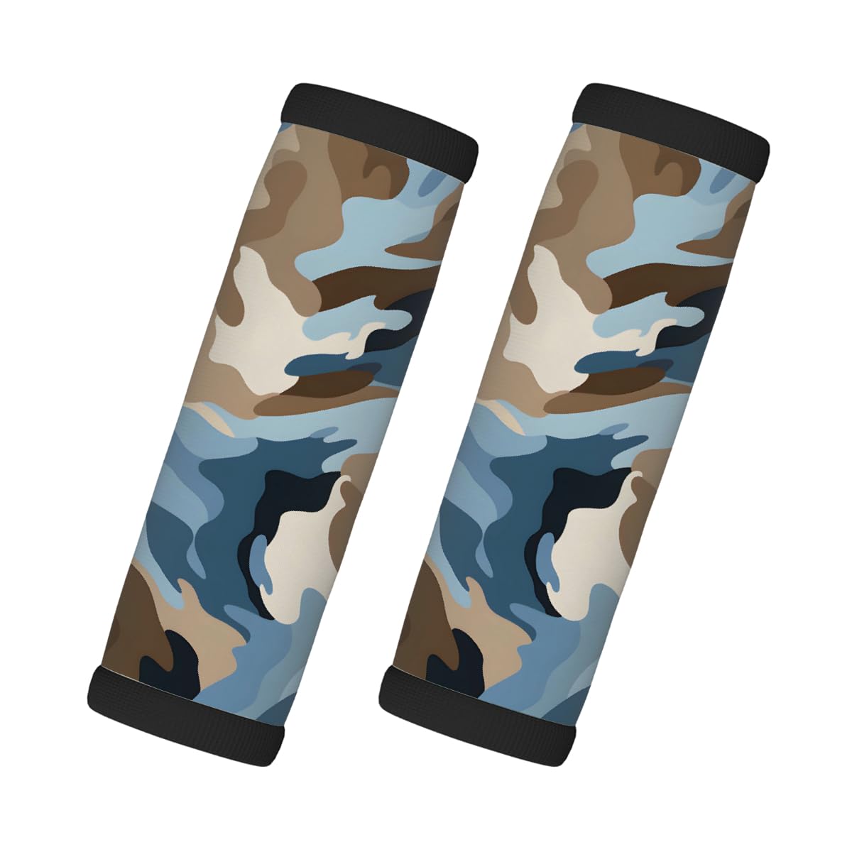 Luggage Handle Wrap, Blue Brown Camouflage Durable Neoprene Suitcase Handle Wraps for Luggage Door Handles Refrigerator x2