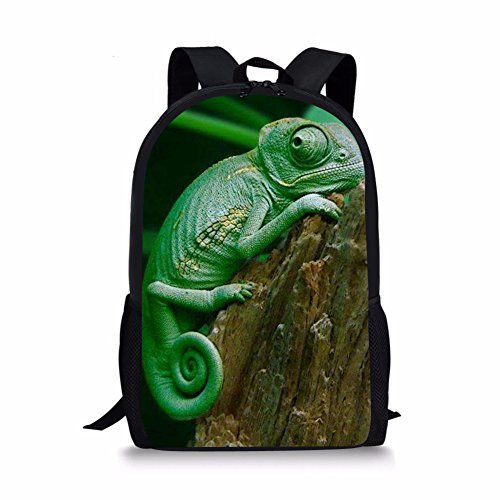 School Book Bags For Teens Durable Backpack Kids Shoulder Daypack Lizard Print