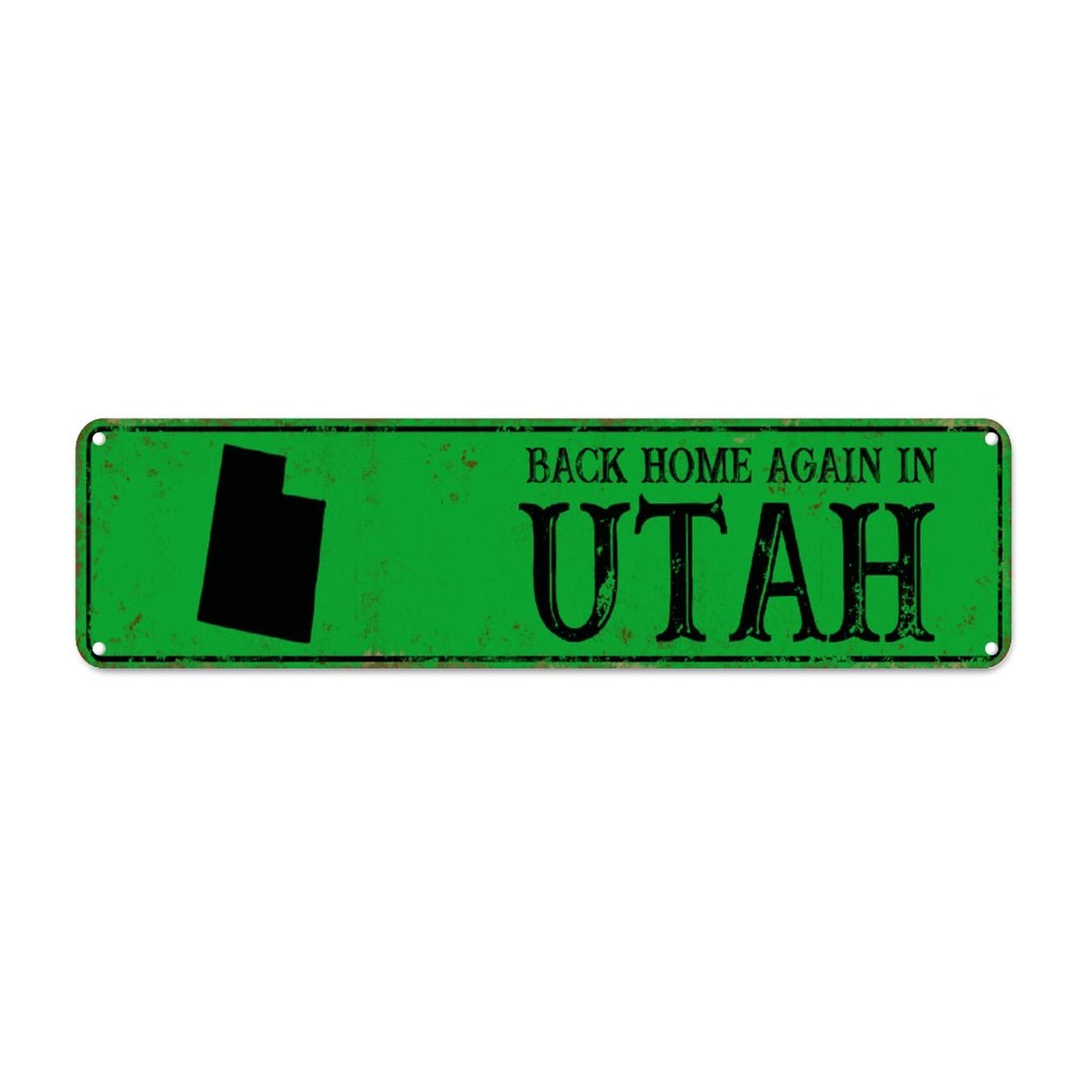 Back Home Again in Utah Retro Tin Signs Aluminum Metal Sign for Kitchen Home Garden Wall Bar Cafe Decor 4x16 Inch