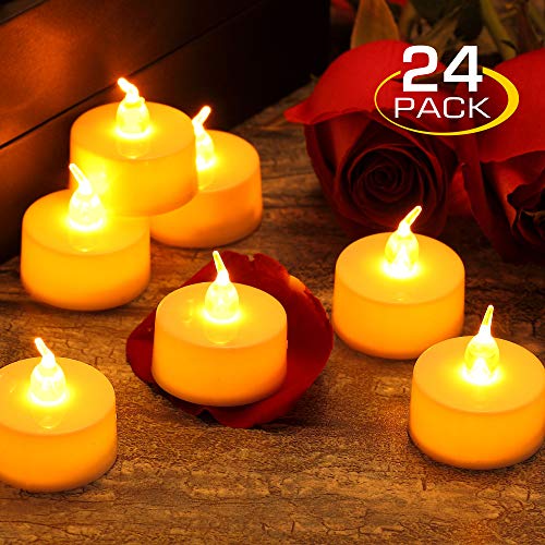 Zerproc Bougies à LED 24pcs Sans Flamme Decoration pour Table Soirée Aniversaire Mariage (blanc chaud)