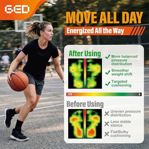 Image of GED Basketball Shoe Insoles for Women - Sports Inserts for Basketball & Athletic Performance - Medium Arch Support, Light, Elastic, Impact Protection, Targeted Cushioning, Trim to Fit (US 7-10.5)