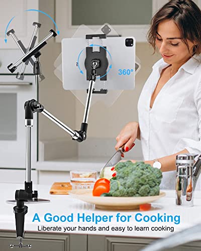 Adjustable Tablet Mount Holder, Woleyi 35" Desk/Bed Clamp Phone Ipad Stand With Foldable 360° Swivel Arm For Ipad Pro 12.9 Air Mini, Iphone, Galaxy Tabs, Nintendo Switch, 4-13" Cell Phones And Tablets #TOP6