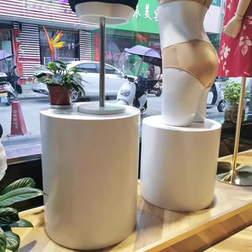 White Round Display Pedestal for Women, 80x20cm Plinth Stand for Bridal Store Events, Mannequin, Shoe & Bag Showcase - Elegant Display Risers