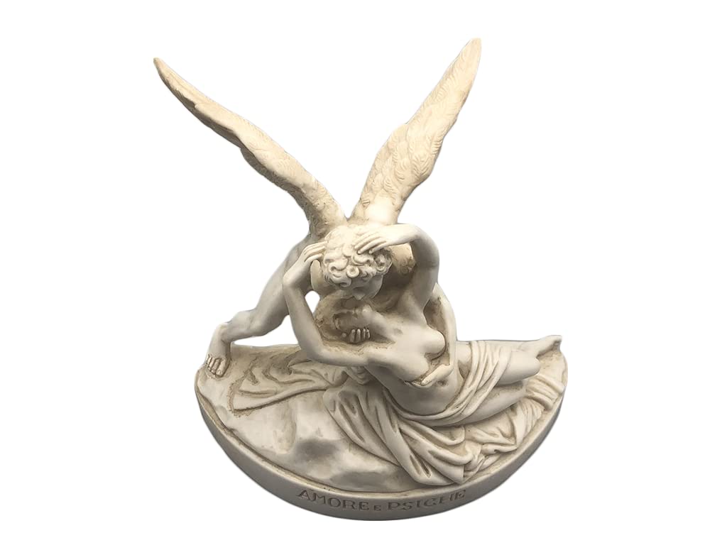 Busto Statua Design: Amore e Psiche (patinata) - Riproduzione busto, scultura in marmo e resina - circa 13 cm, 350 gr. - Prodotto Made in Italy - Idea Regalo Casa
