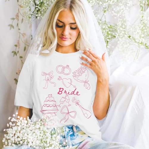 Bride Shirt Women Engaged Bridal Shower Tee Oversized Bride Squad Bridesmaid T-Shirt Bachelorette Wedding Party Tops3