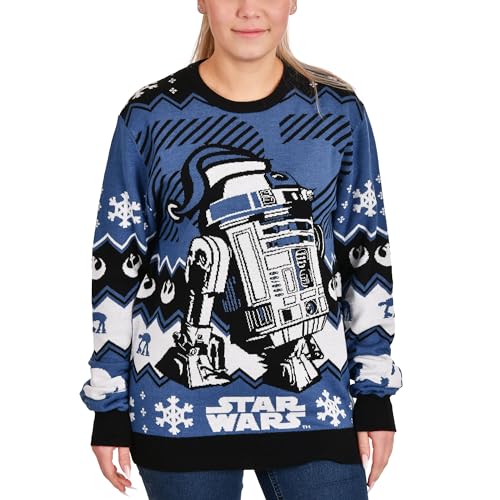 Elbenwald Star Wars Strickpullover mit R2-D2 Motiv für Herren Damen...
