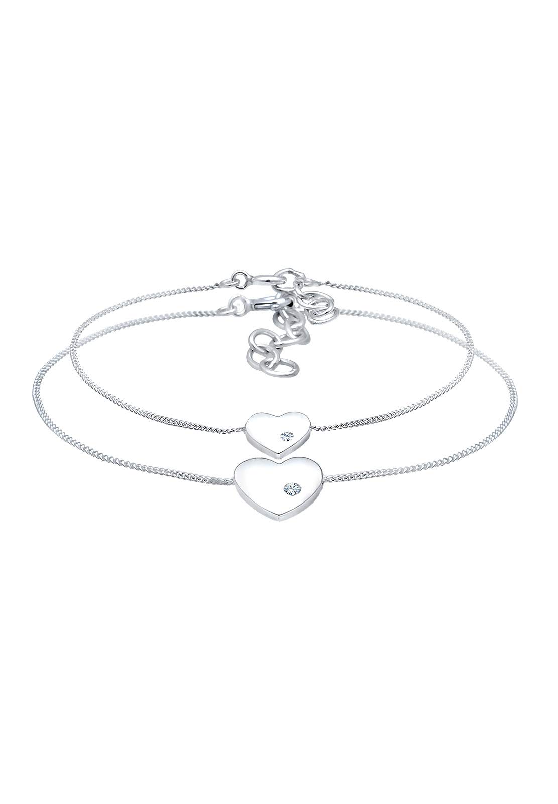Elli Braccialetto per Bambini in Argento Sterling 925 con Ciondolo a Forma di Cuore per Madre e Bambino, Lunghezza 16 cm
