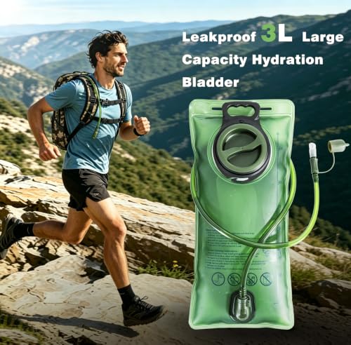 Image of Hydration Backpack, Tactical Molle Water with 3L TPU Water Bladder | Lightweight Military Hydration Daypack for Hiking, Running, Cycling, Climbing, Biking, 105 oz, Breathable Back Panel