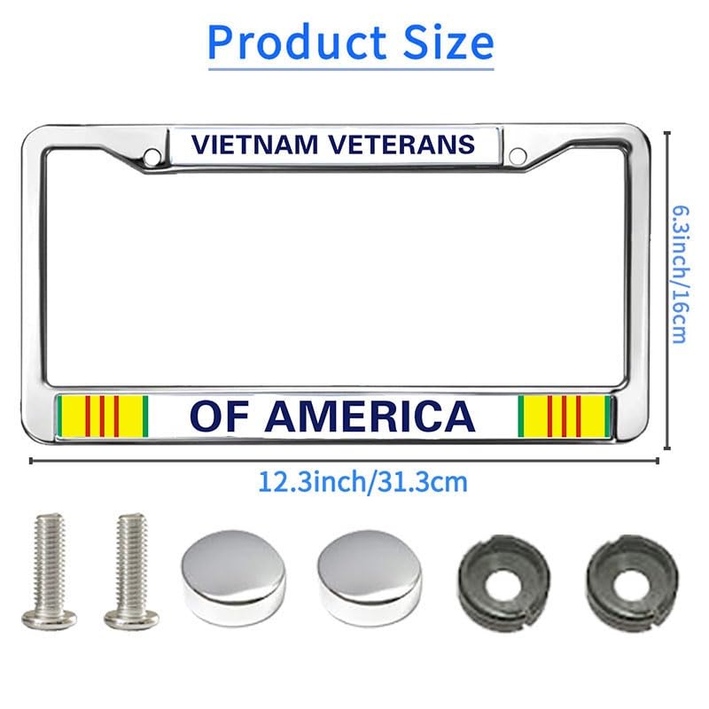 Image of Vietnam Veterans of America License Plate Frame Metal Auto Car Tag Holder | Vietnam Veterans Of America License Plate Frame Metal Ribbon Tag Cover Holder Fit US Standard Auto Trucks Exterior Hardware