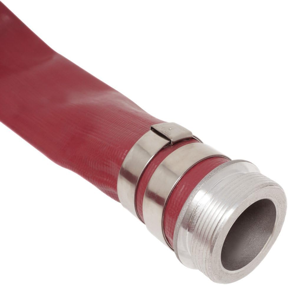 Gloxco 2" x 100′ Red Heavy Duty Lay Flat PVC Discharge Hose Assembly with Aluminum Pin Lug Fittings