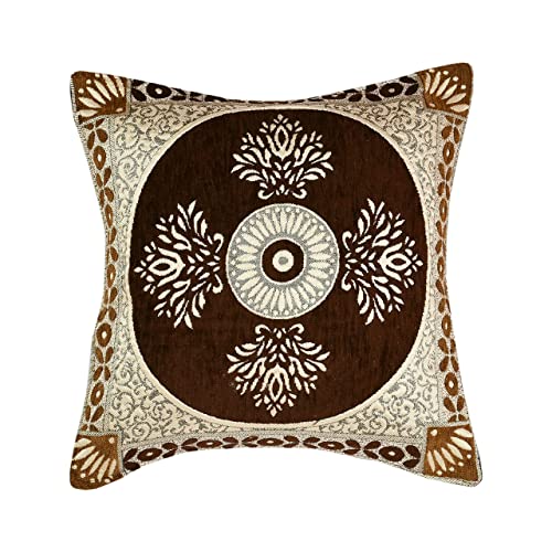 Image of SAWNA Homes Chenille Sofa Cover with Cushion Cover - 3+1+1 Sofa Covers Back 5 Seater Slipcovers for Home - 3 Seater & 2 Seater Protector Panels for Sofa Couch, Chiku & Coffee