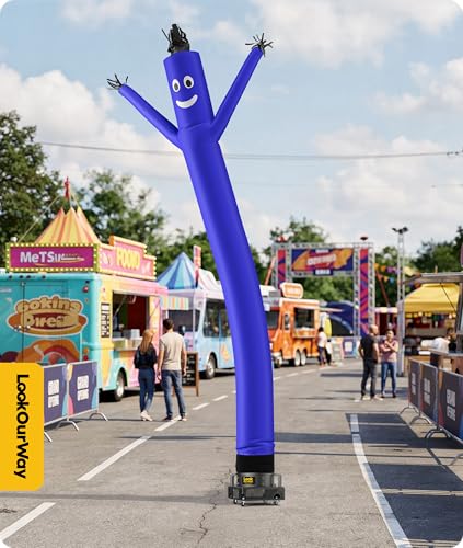 Image of LookOurWay Air Dancers Inflatable Tube Man Attachment - 20 Feet Tall Wacky Waving Inflatable Dancing Tube Guy for Business Promotion - Blower Not Included - Blue