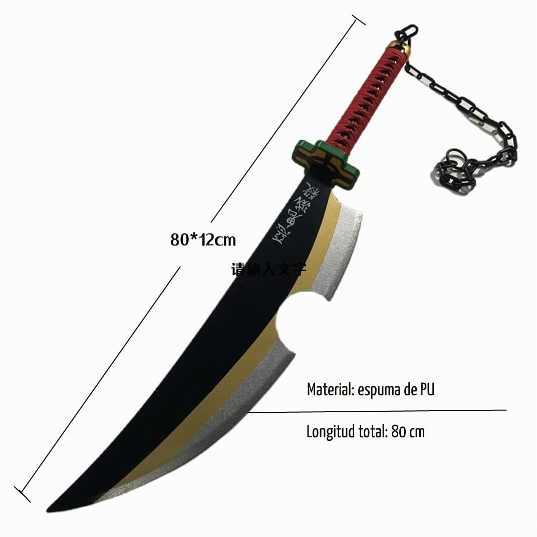 damdos Hallween Props - Espadas gemelas Kimetsu No Yaiba Tengen Uzui de 32 Pulgadas para Cosplay, Arma de Regalo de cumpleaños (Juegos de 2 Piezas)