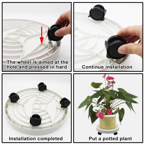 Support roulant pour bac à plantes robuste blanc de 28 cm - 6