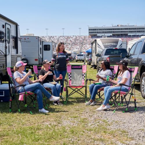 GCI Outdoor NASCAR Roadtrip Rocker Camping & Sideline Sports Chair | Portable Folding Rocking Chair with Durable Armrests & Drink Holder, Pink - image 5