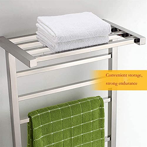 Portasciugamani riscaldato elettrico, 10 bar, design a doppio strato, finitura lucida a specchio, perfetto per l'arredamento del bagno, soluzione di riscaldamento efficiente ed elegante