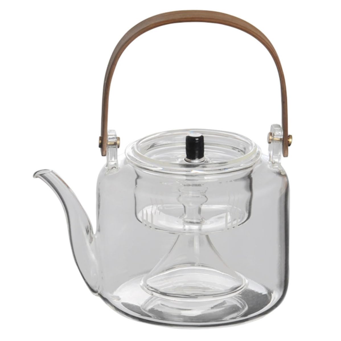 Tetera de Vidrio Resistente al Calor Capacidad Grande Mango de Bambú, Diseño Clásico y Elegante para Uso Doméstico en Sala o Escritorio