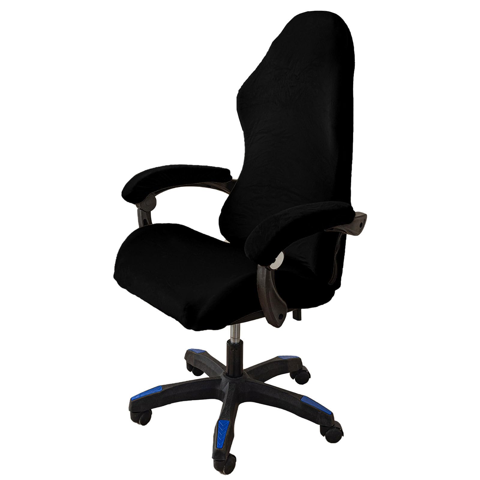 Zrcyxdw Black Stretch Velvet Gaming Chair Cover, Removable Computer Chair Slipcover With Armrest Covers Gaming Chair Slipcovers Washable Gaming Chair Seat Cover-Large
