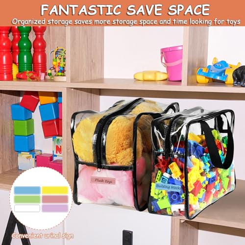 Image of 6 Packs Toy Storage Bags with Labels, Reusable Clear PVC Board Game Storage, Travel Waterproof Organizer Bags with Zipper Large Capacity (L, XL, XXL)
