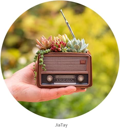 Miniatura 4 de Macetas de madera, mini maceta, maceta retro de resina para suculentas, bonsái, soporte de escritorio, mini adorno (caoba radio)