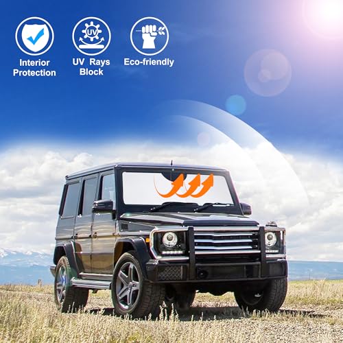 Image of Windshield Sun Shade Custom Fit for 1990-2018 Mercedes Benz G W463 G550 G55 G63 G65 Accessories(Not for 2019-2021 Mercedes Benz G Class) Accessories Foldable Sunshade Keep Car Cooler