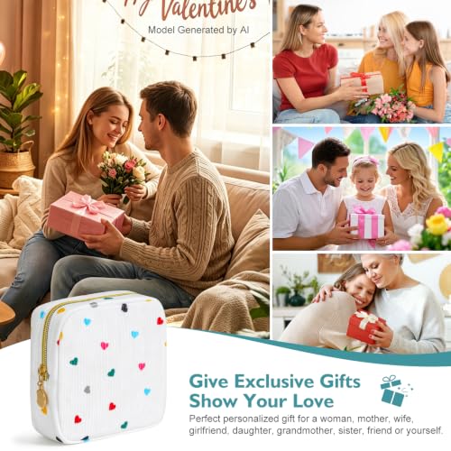 Image of Period Bag for Teen Girls | Heart Sanitary Napkin Storage Bag | Cute Pads Pouch for Period | Menstrual Pouch for Pads, Tampons, Menstrual Cups & Panty Liners | Perfect for Travel & Daily Use