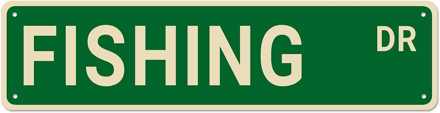 Sitrmgh Sign Fishing Street S, Fishing Decor Fishing Fishing Gift, Wall Decor For Home/Kitchen/Man Cave, Quality Metal S 16X4 Inch