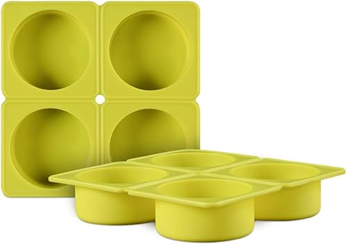QELEG 2 moldes redondos de esponja de 4 celdas para jabón, molde de silicona, barra de pastel, molde para hornear hecho a mano (redondo)