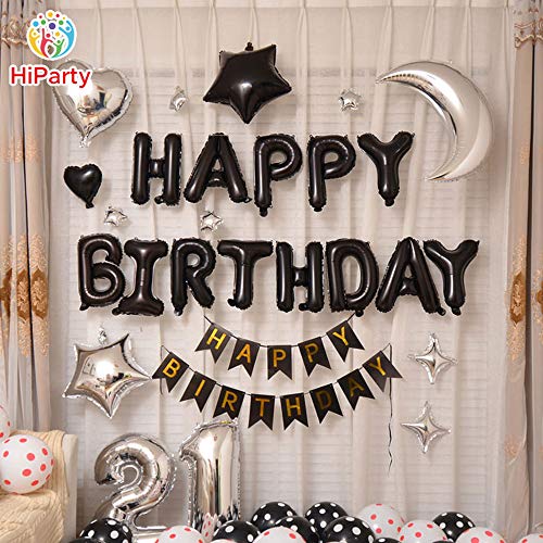 HiParty 23-Piece Silver 3D Mylar Foil Balloon & Banner Kit – Eco-Friendly Birthday Decor For Kids & Adults