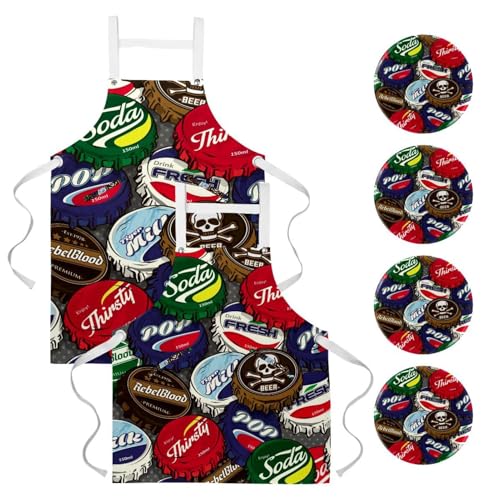Tablier de serveuse multicolore One Large avec 4 broches pour entretien et bistrot