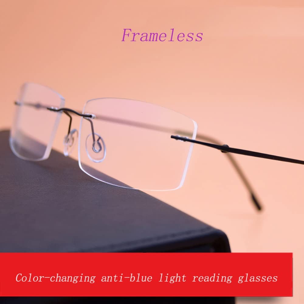 FREAZE Occhiali da lettura ultraleggeri fotocromatici occhiali da lettura senza viti, per uomo e donna, senza bordo, multifocus 1.0X-3.0X (colore : nero, dimensioni: 1.25x)