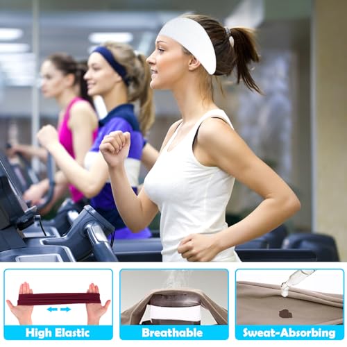 Image of RITOPER Wide Thick Headbands for Women Non Slip, 10 Pack Buttery Soft Workout Yoga Running Sweat Head Bands, Solid Headband Hair Bands for Wig Cover, Spa Day, Travel, Washing Face, Daily Use