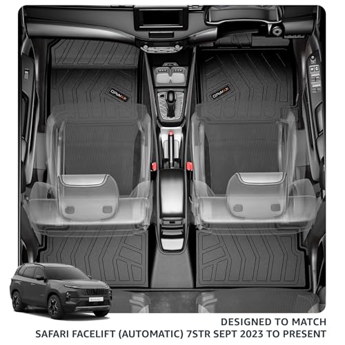 Image of Q Po Max Safari Facelift (AT) TPE Car Floor Mat |Anti Slip All Weather Mats for Safari Facelift at (Black)